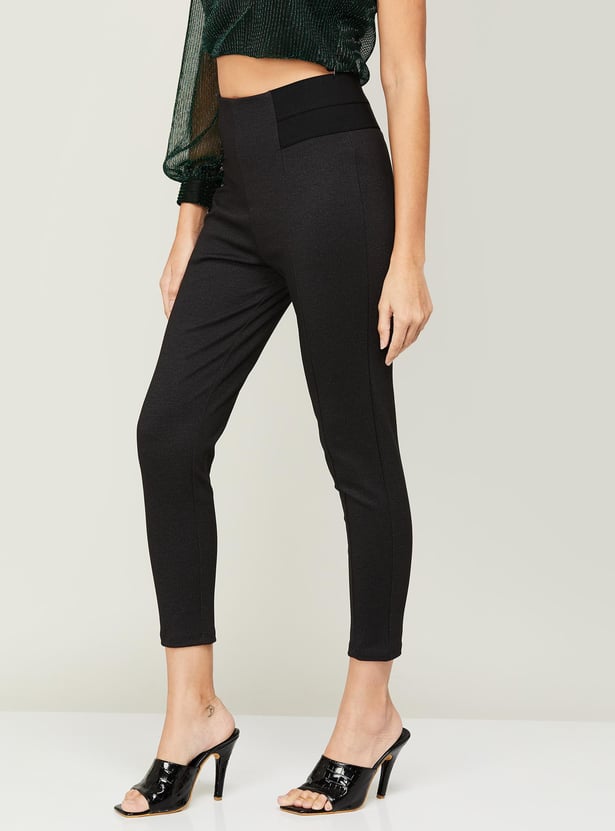 CODE Women Solid Slip-On Trousers