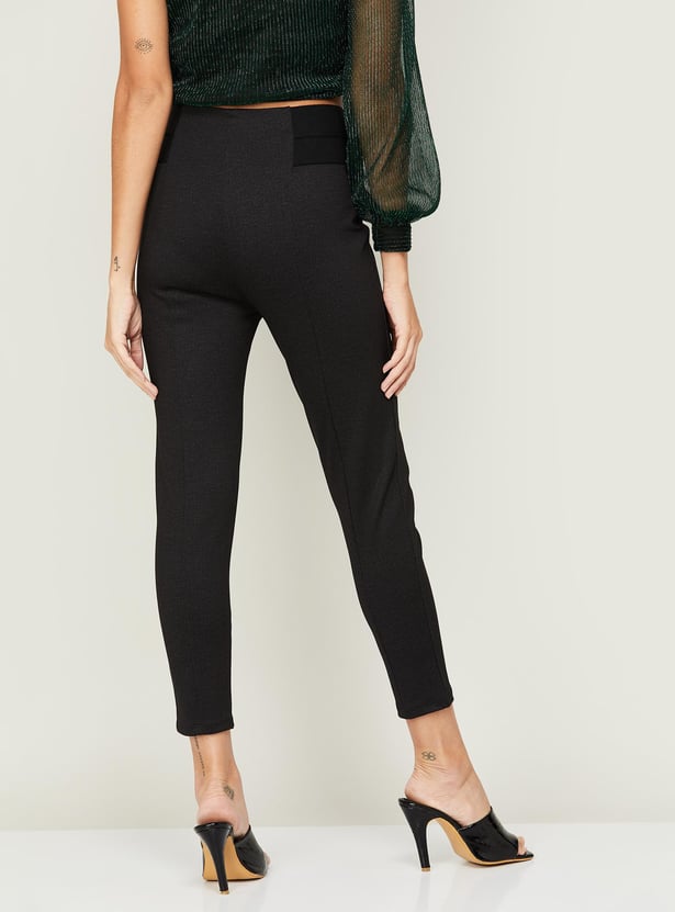 CODE Women Solid Slip-On Trousers