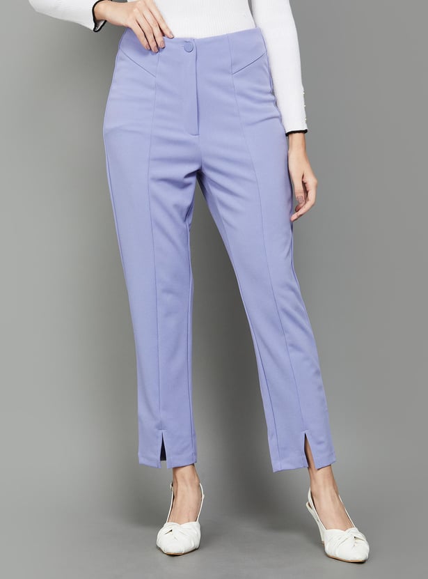 CODE Women Solid Casual Trousers