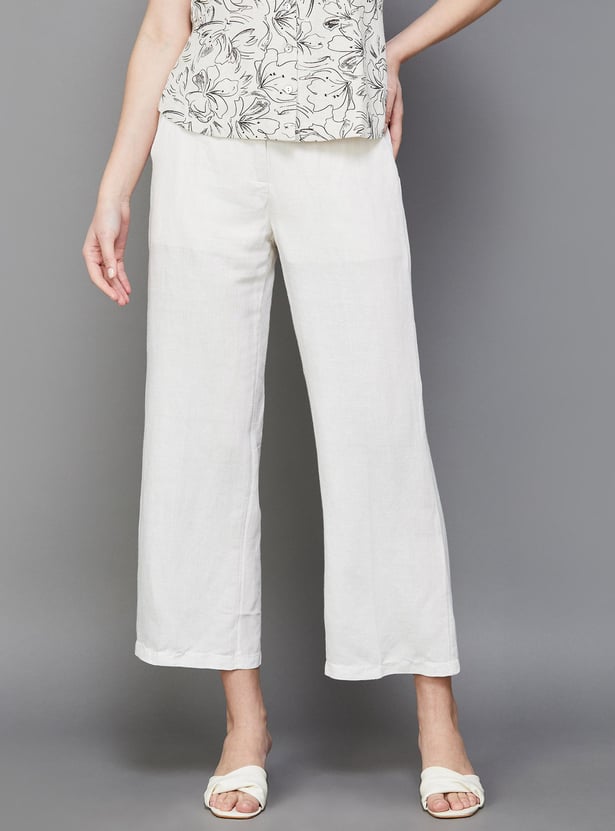 CODE Women Solid Ankle Length Trousers