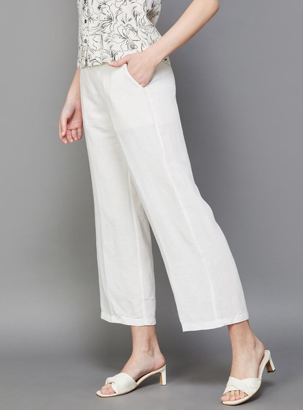 CODE Women Solid Ankle Length Trousers