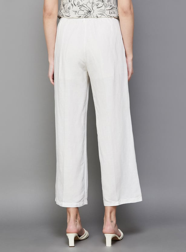 CODE Women Solid Ankle Length Trousers