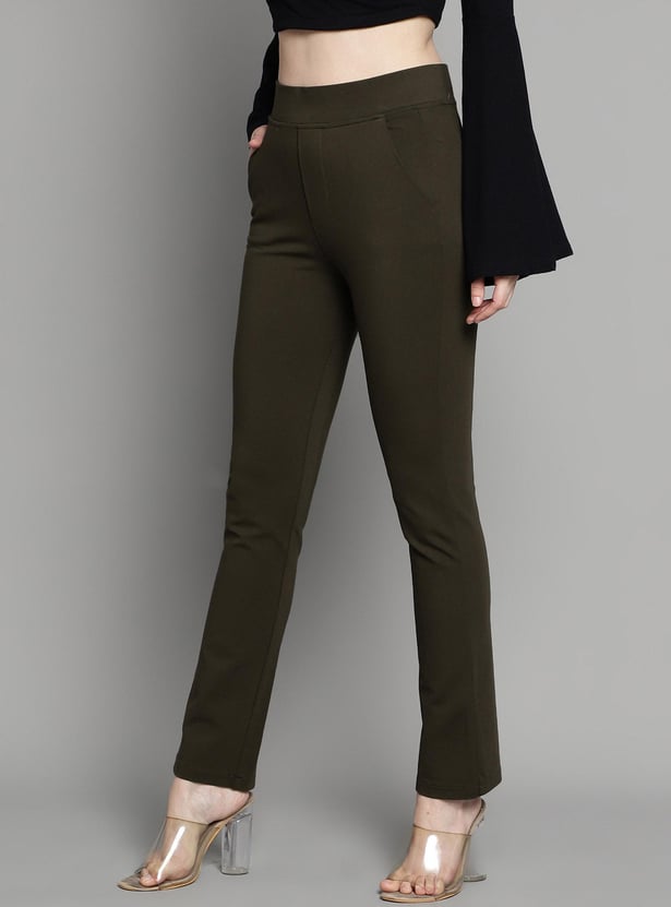 XPOSE Women Solid Elasticated Slim Fit Trousers