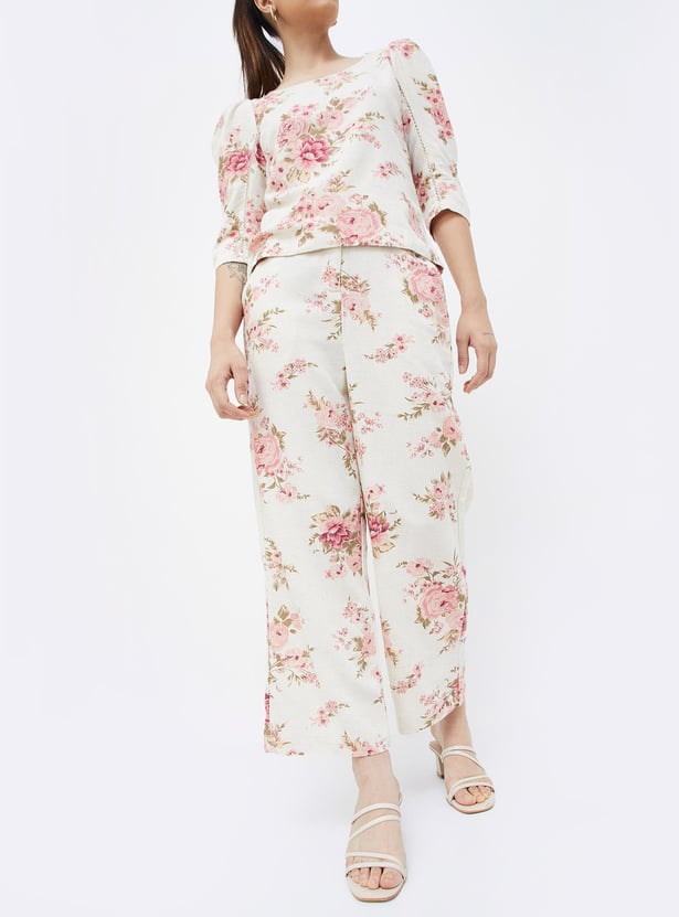 CODE Women Floral Print Trousers