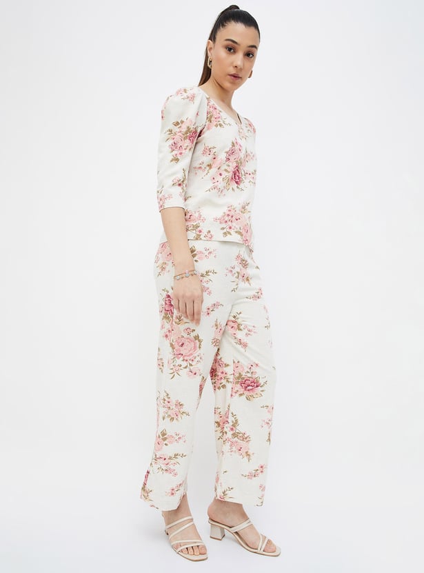 CODE Women Floral Print Trousers