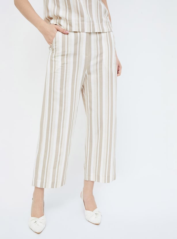 CODE Women Striped Straight Trousers