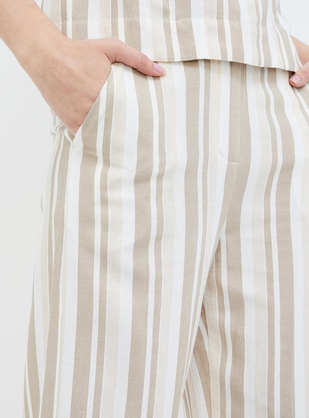 CODE Women Striped Straight Trousers