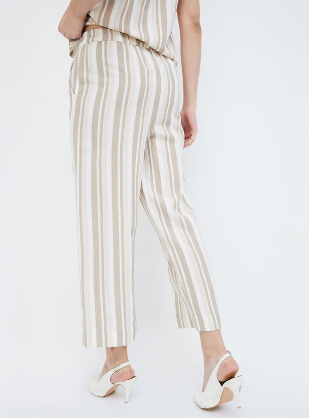 CODE Women Striped Straight Trousers