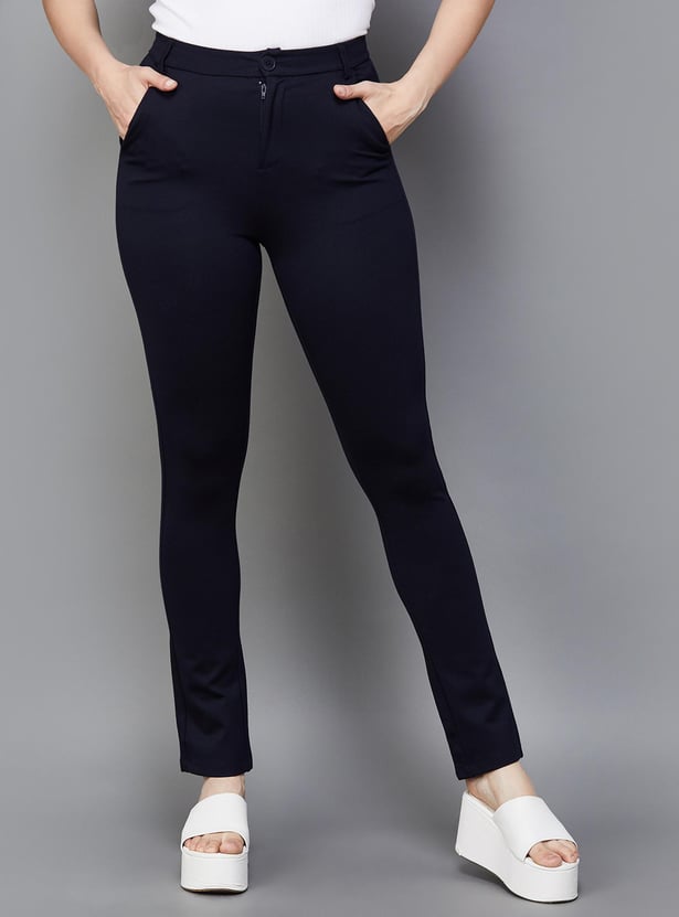 KRAUS Women Solid Skinny-Fit Casual Trousers