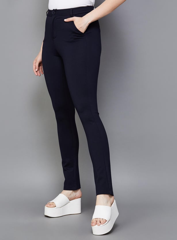 KRAUS Women Solid Skinny-Fit Casual Trousers