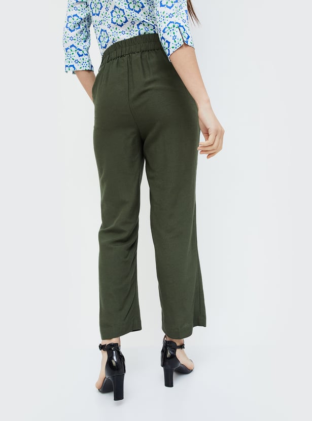 CODE CLASSIC Women Solid Straight Fit Trousers