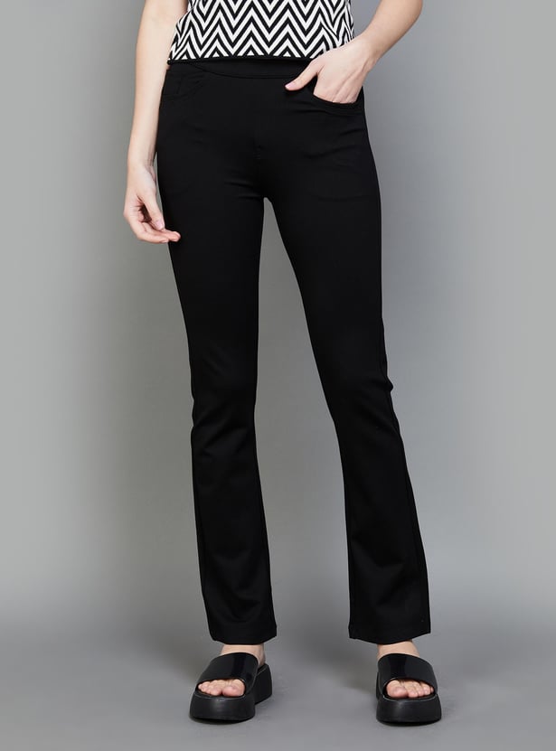 KRAUS Women Solid Straight Leg Trousers