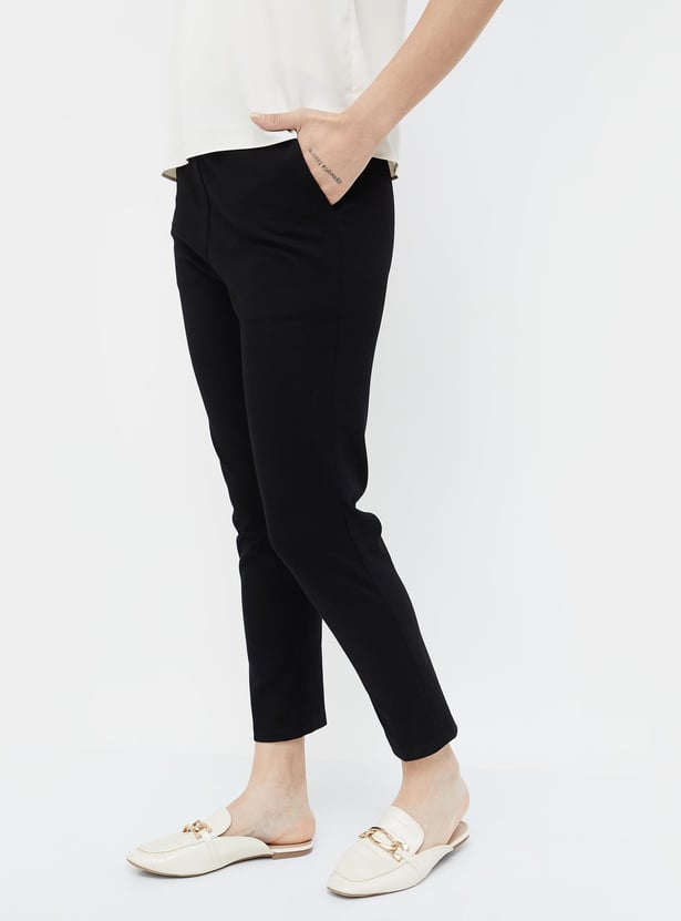 CODE Women Solid Casual Trousers