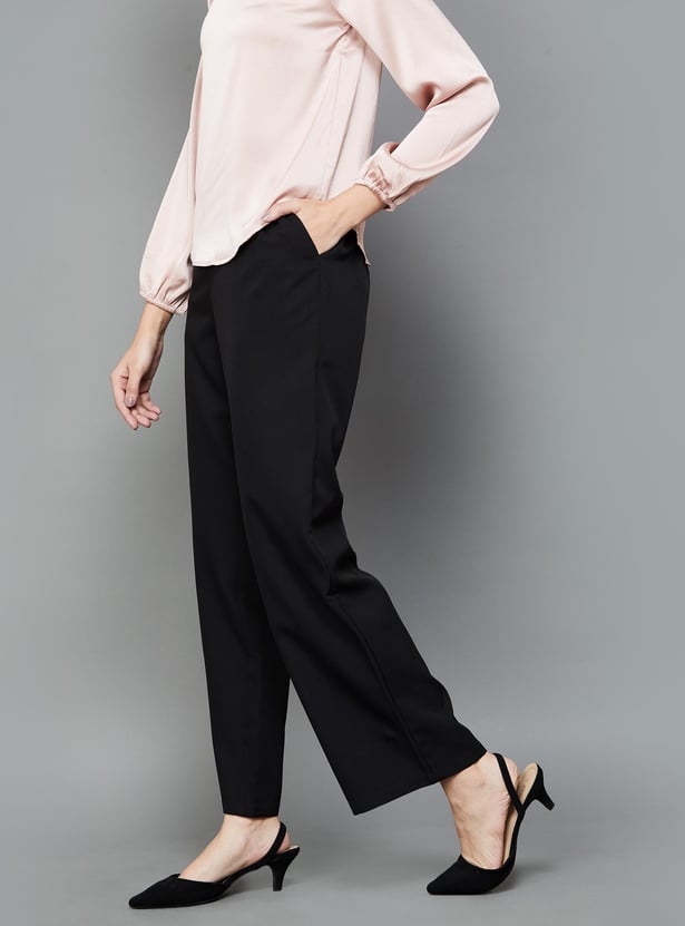 LATIN QUARTERS Women Solid Pleated Formal Trousers