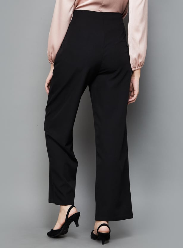 LATIN QUARTERS Women Solid Pleated Formal Trousers