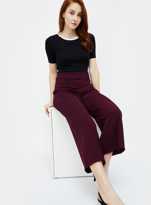 CODE Women Pintuck Wide-Leg Trousers