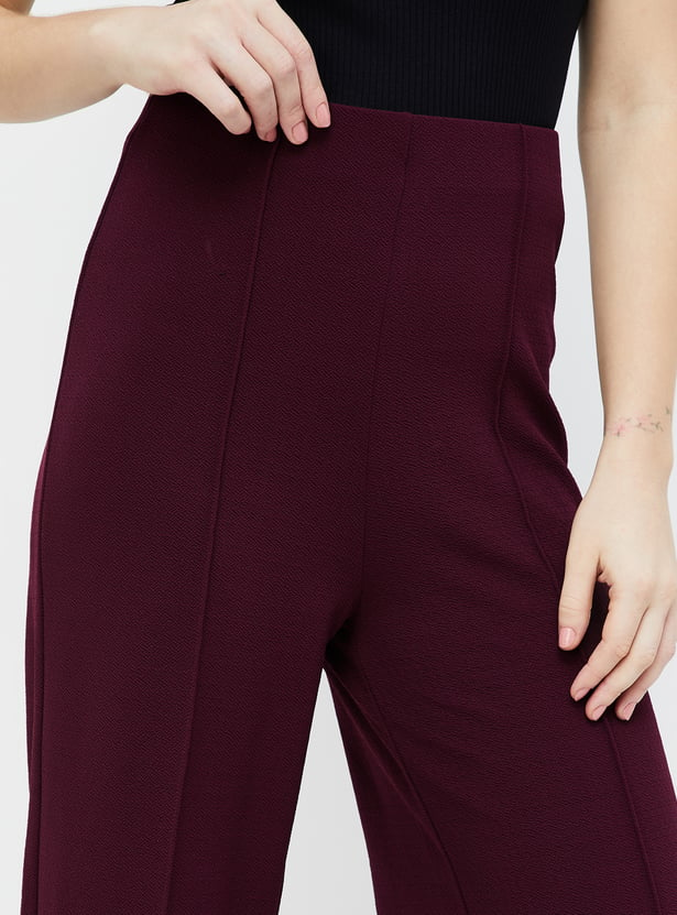 CODE Women Pintuck Wide-Leg Trousers