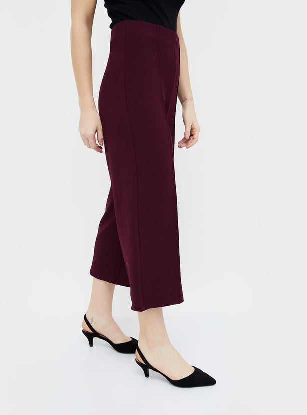 CODE Women Pintuck Wide-Leg Trousers