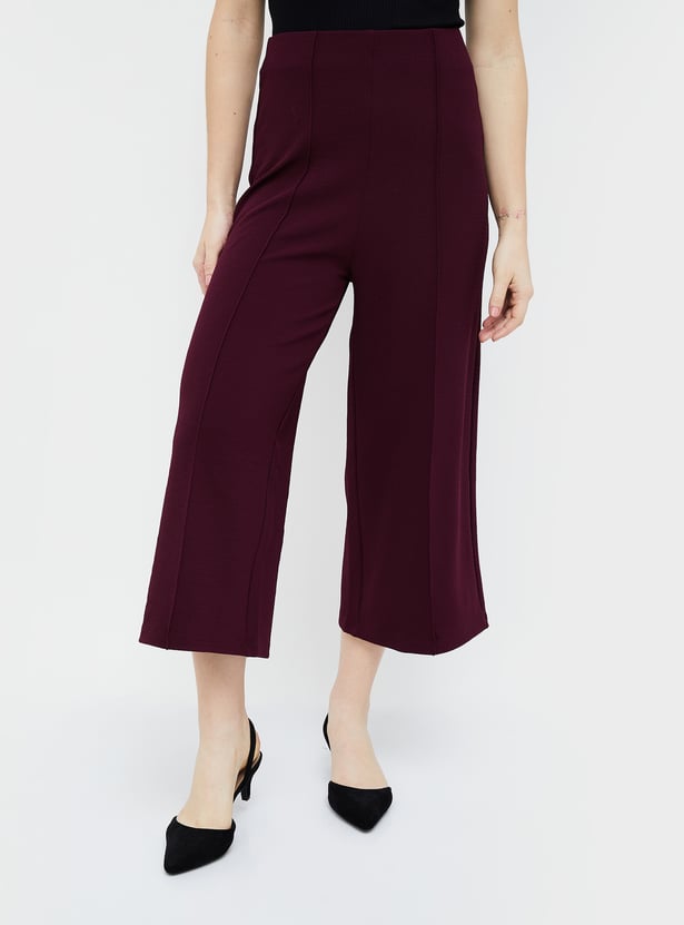 CODE Women Pintuck Wide-Leg Trousers