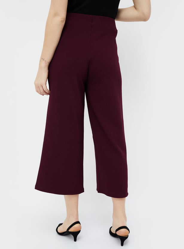 CODE Women Pintuck Wide-Leg Trousers