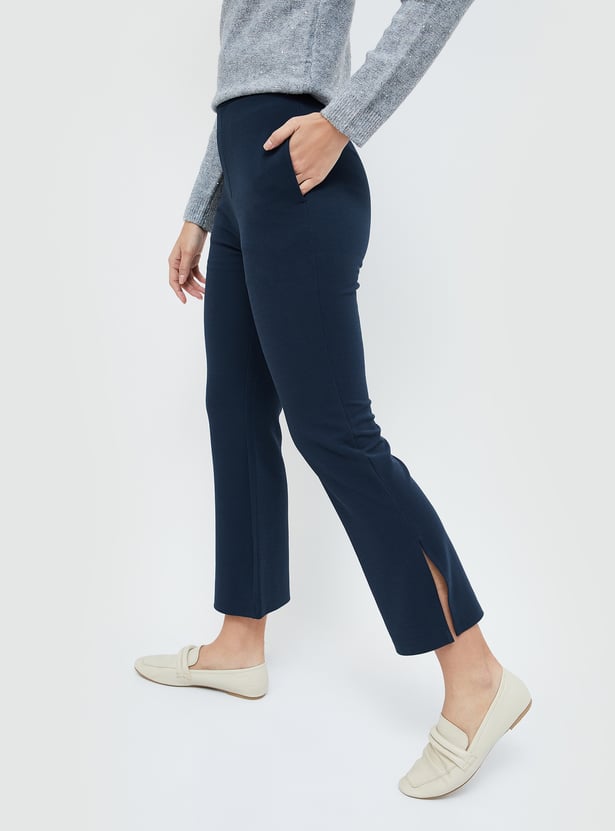 CODE Women Solid Casual Trousers