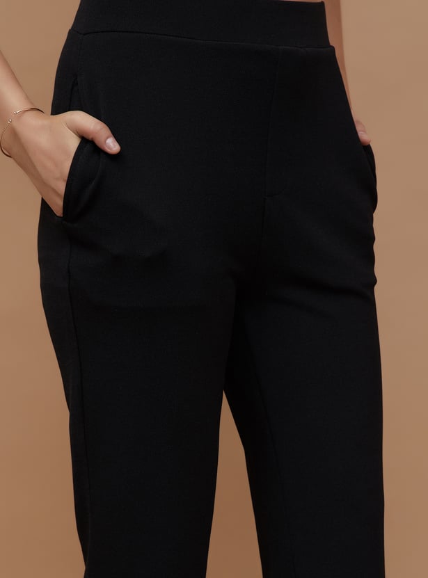 CODE Women Solid Casual Trousers