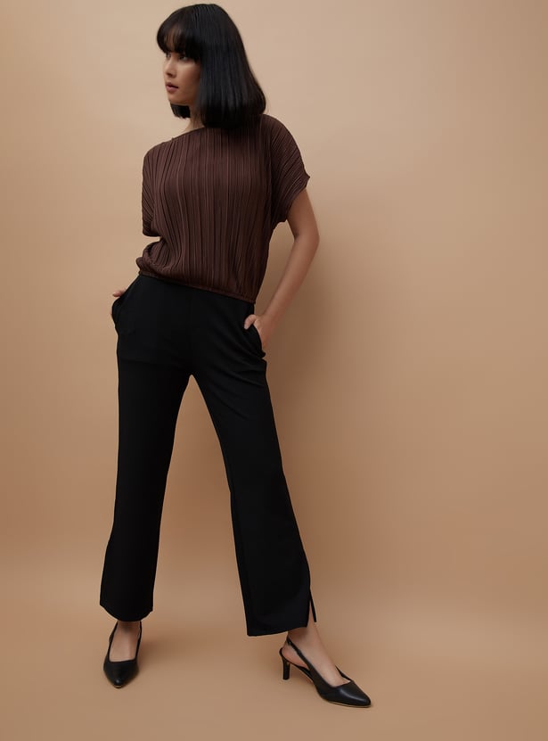 CODE Women Solid Casual Trousers