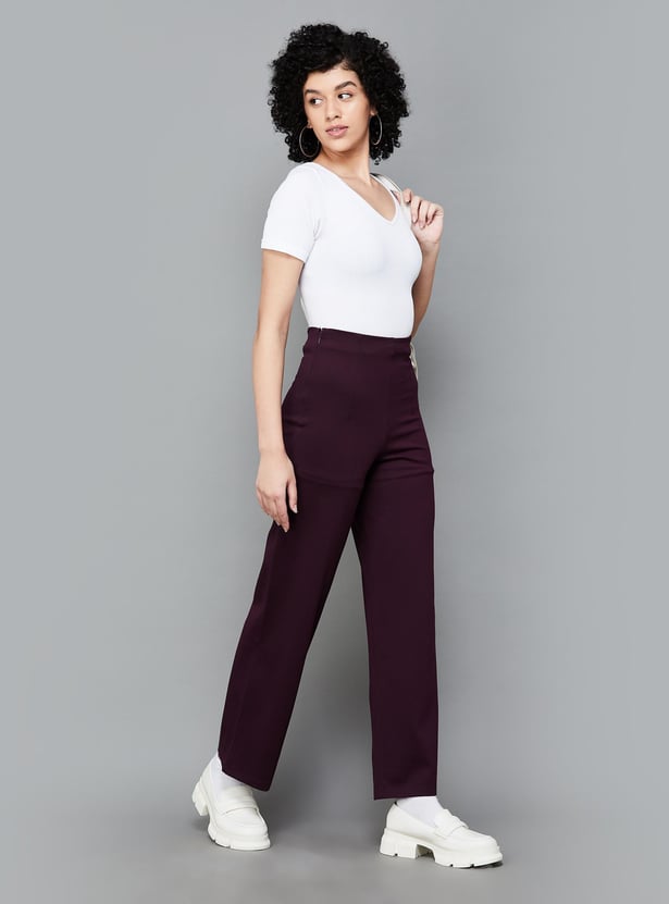 KRAUS Women Solid Straight Fit Trousers