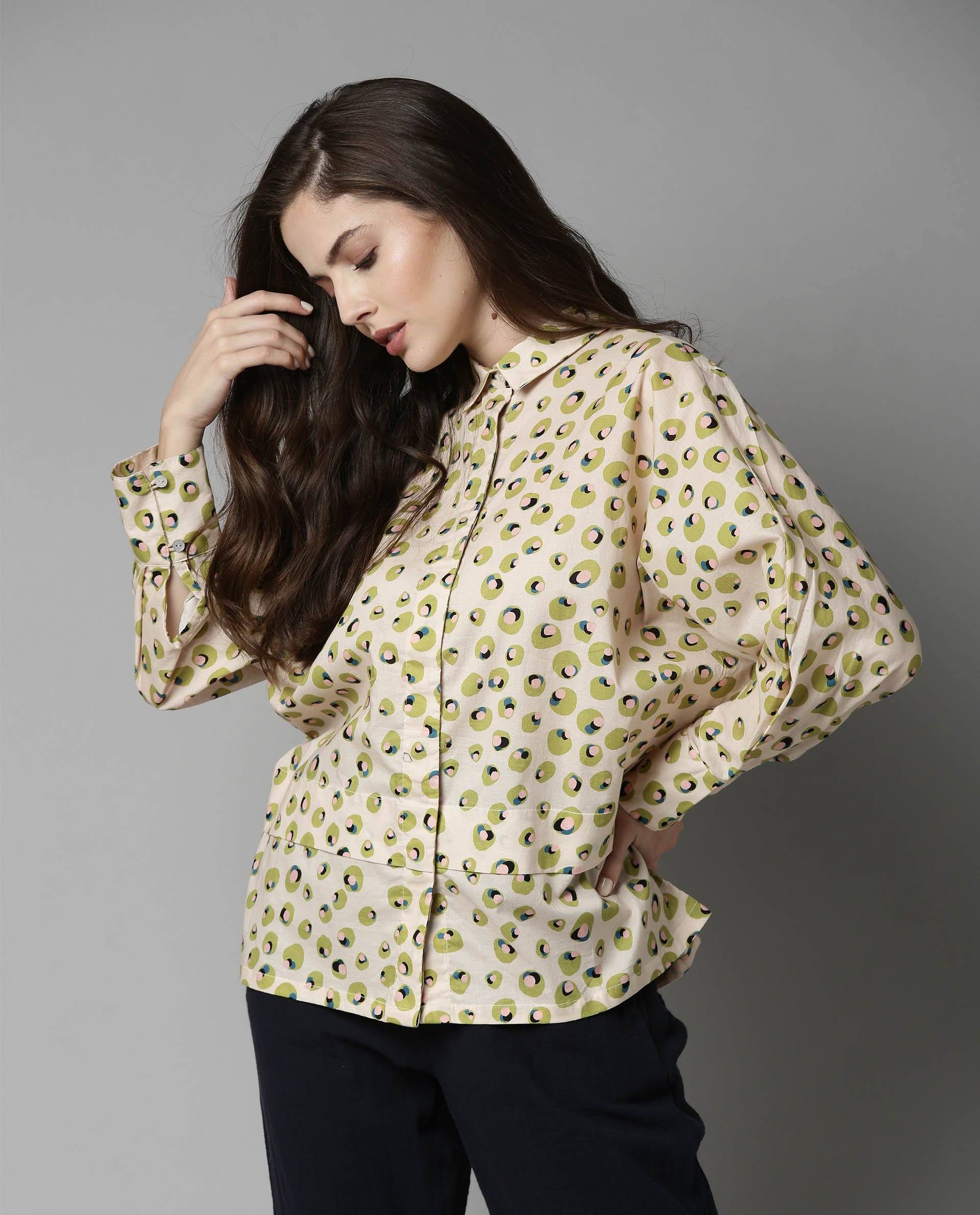 Women'S Endro Beige Top Short Sleeves Printed