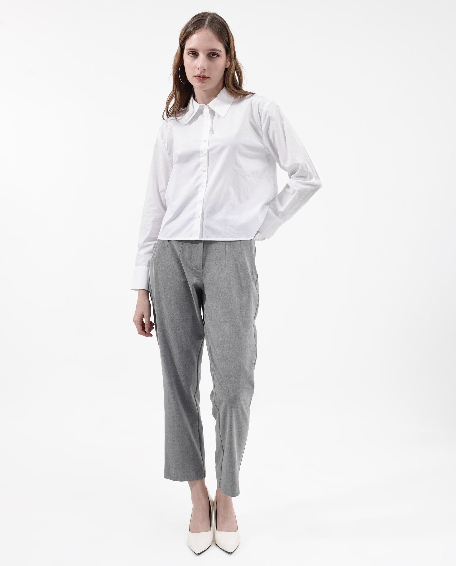 Women'S Charon White Cotton With Concealed Placket