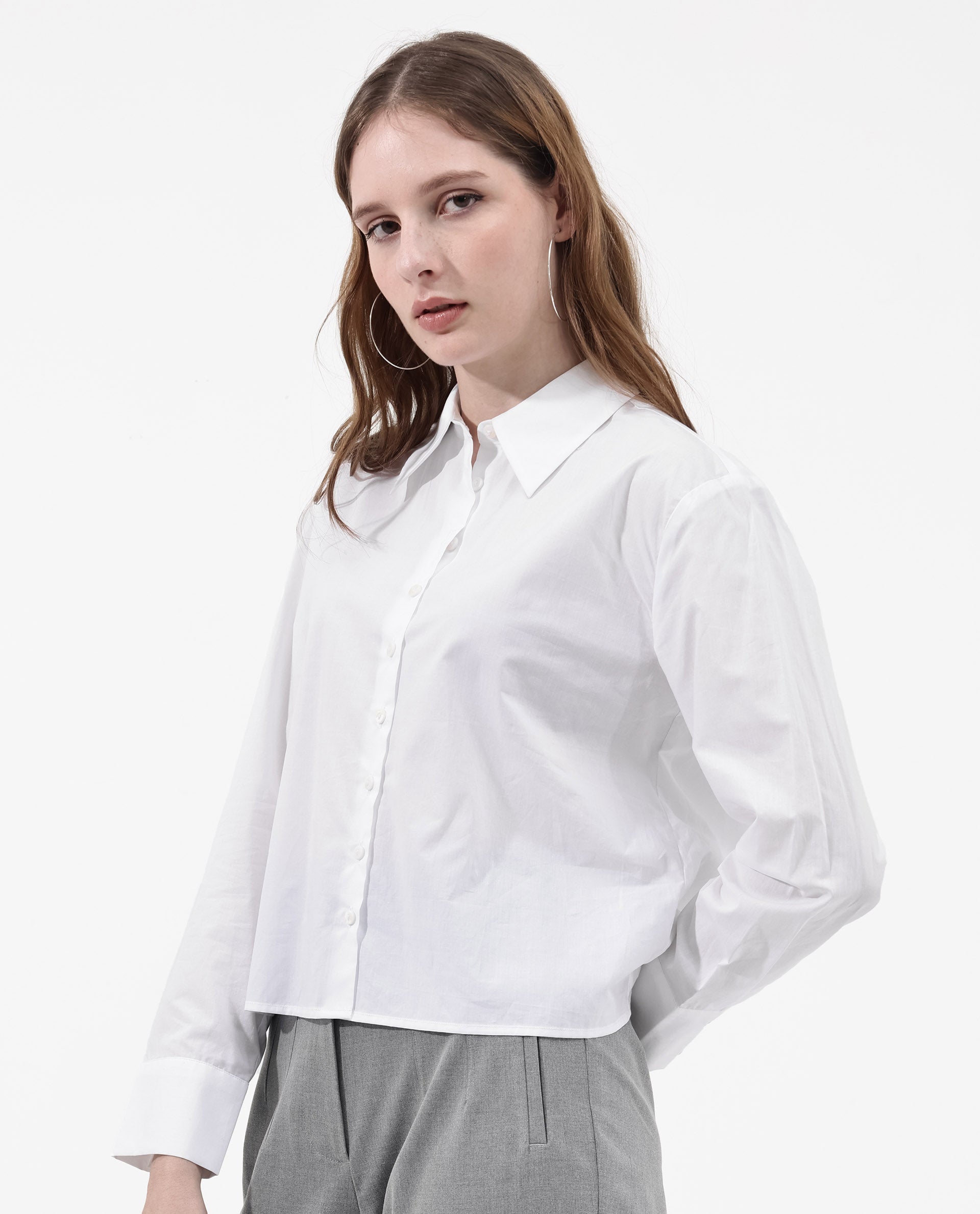 Women'S Charon White Cotton With Concealed Placket