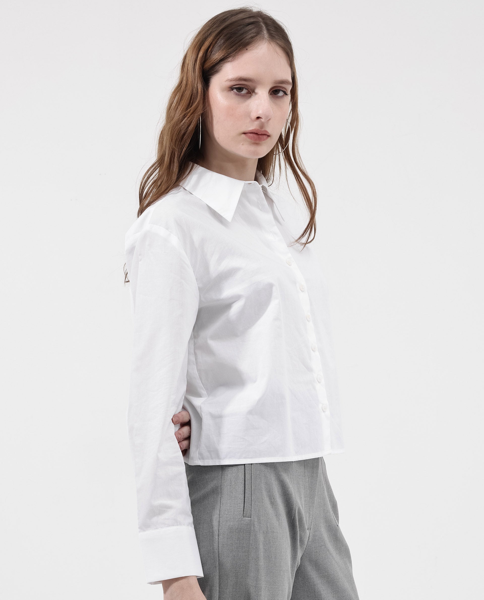 Women'S Charon White Cotton With Concealed Placket