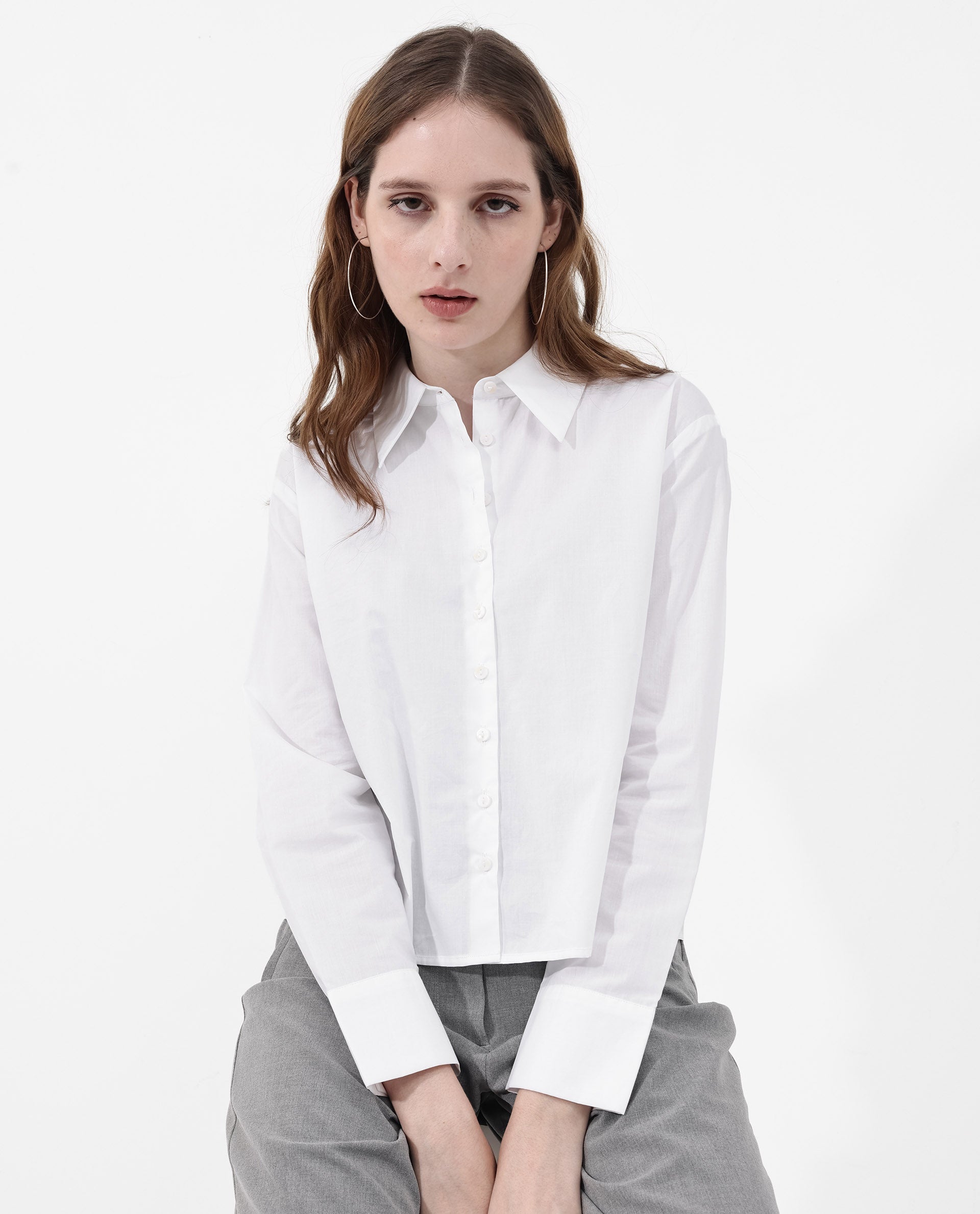 Women'S Charon White Cotton With Concealed Placket