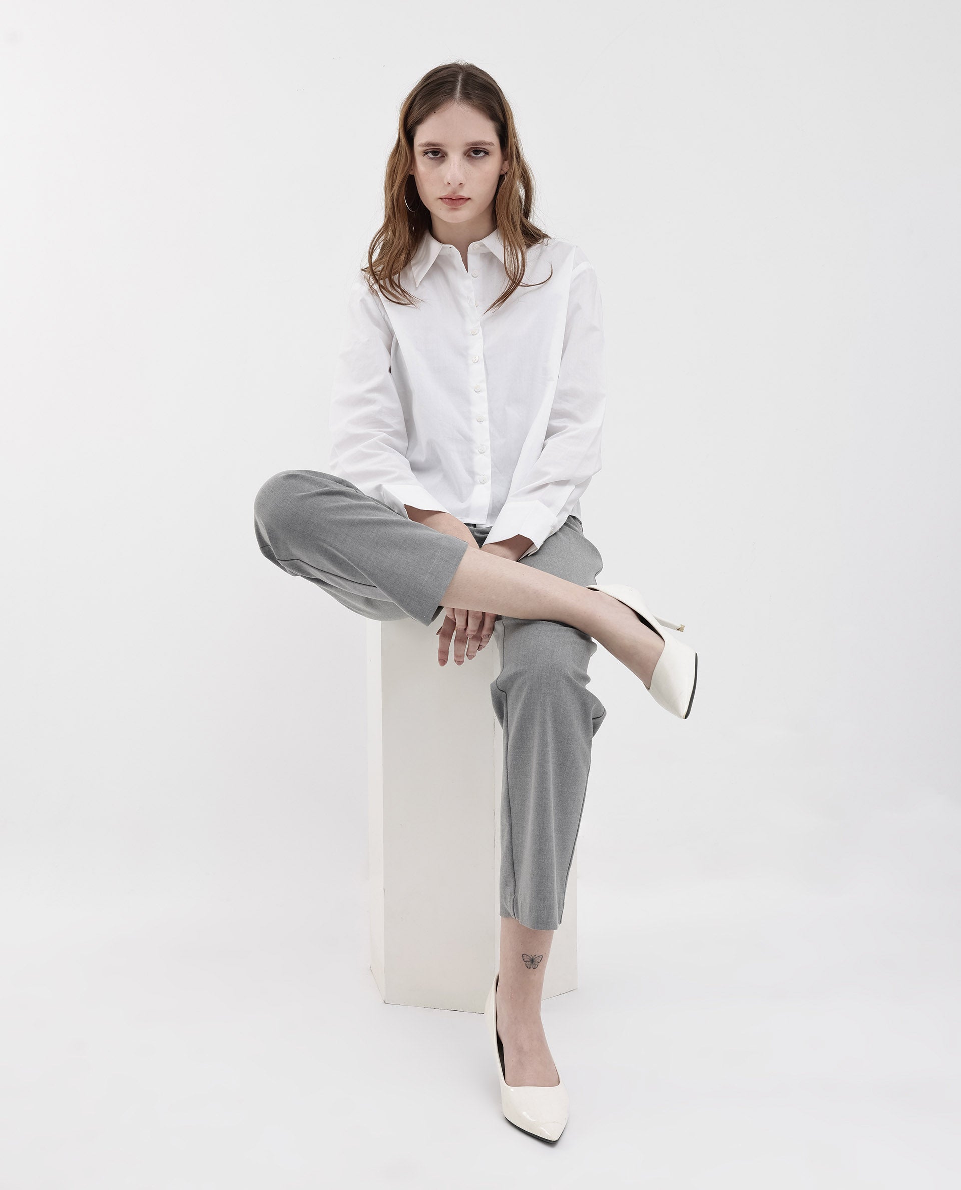 Women'S Charon White Cotton With Concealed Placket