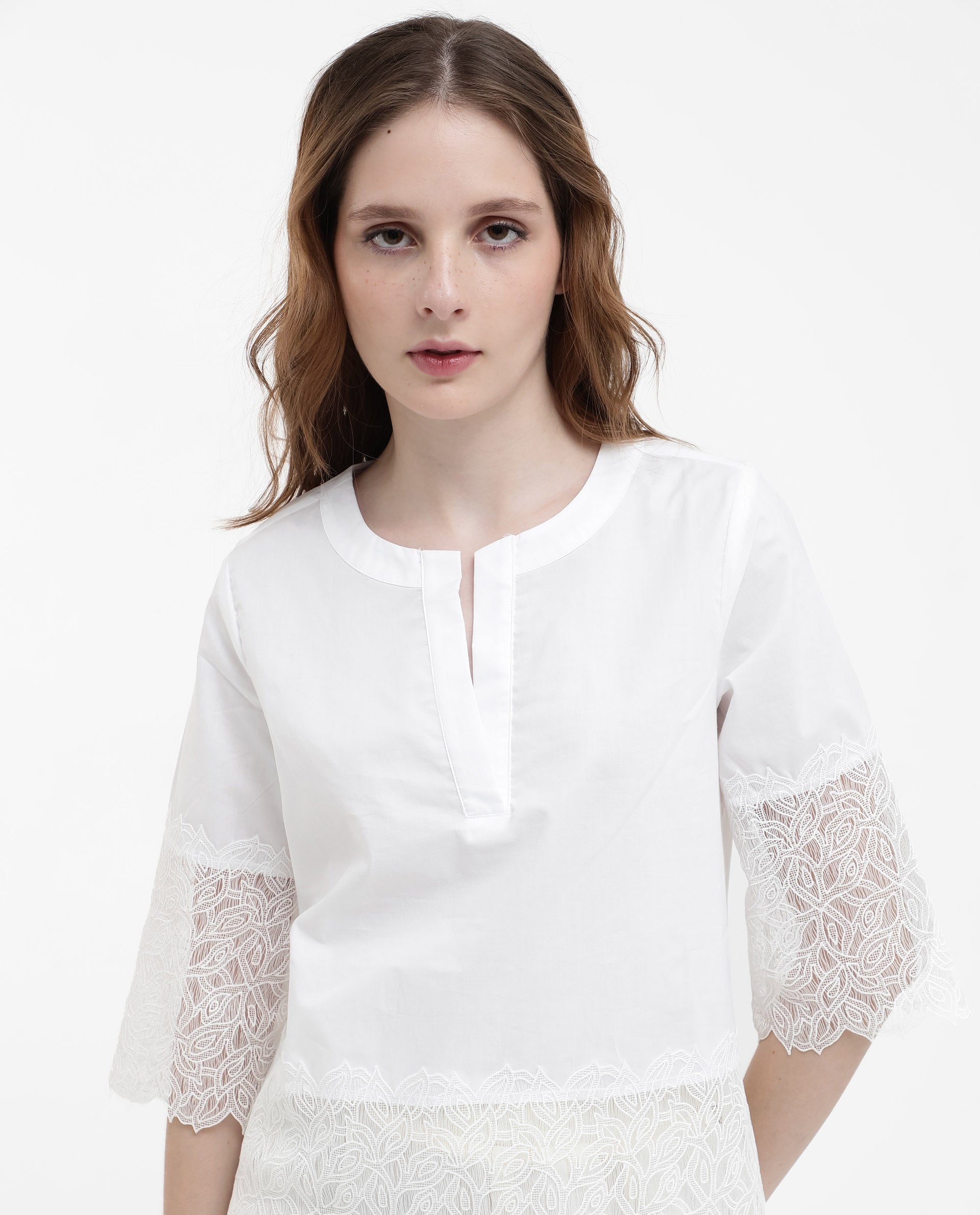 Womens Inna White Short Sleeve Embellished Top