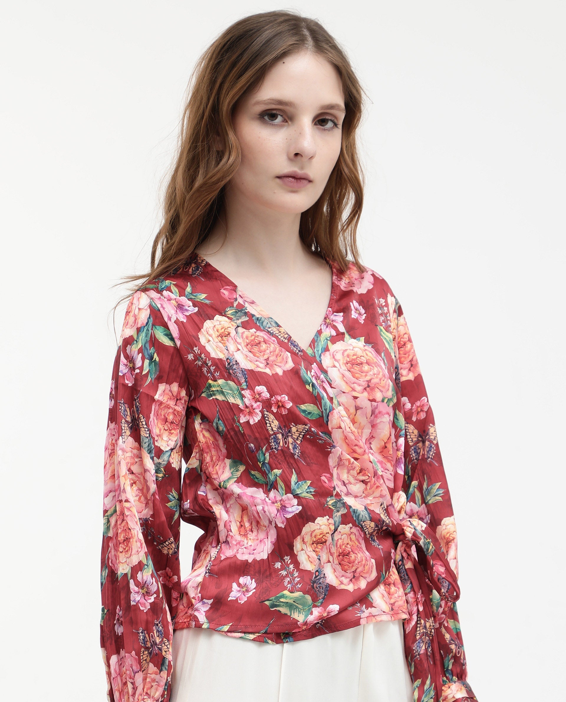 Womens Lonna Red Top Full Sleeve Print