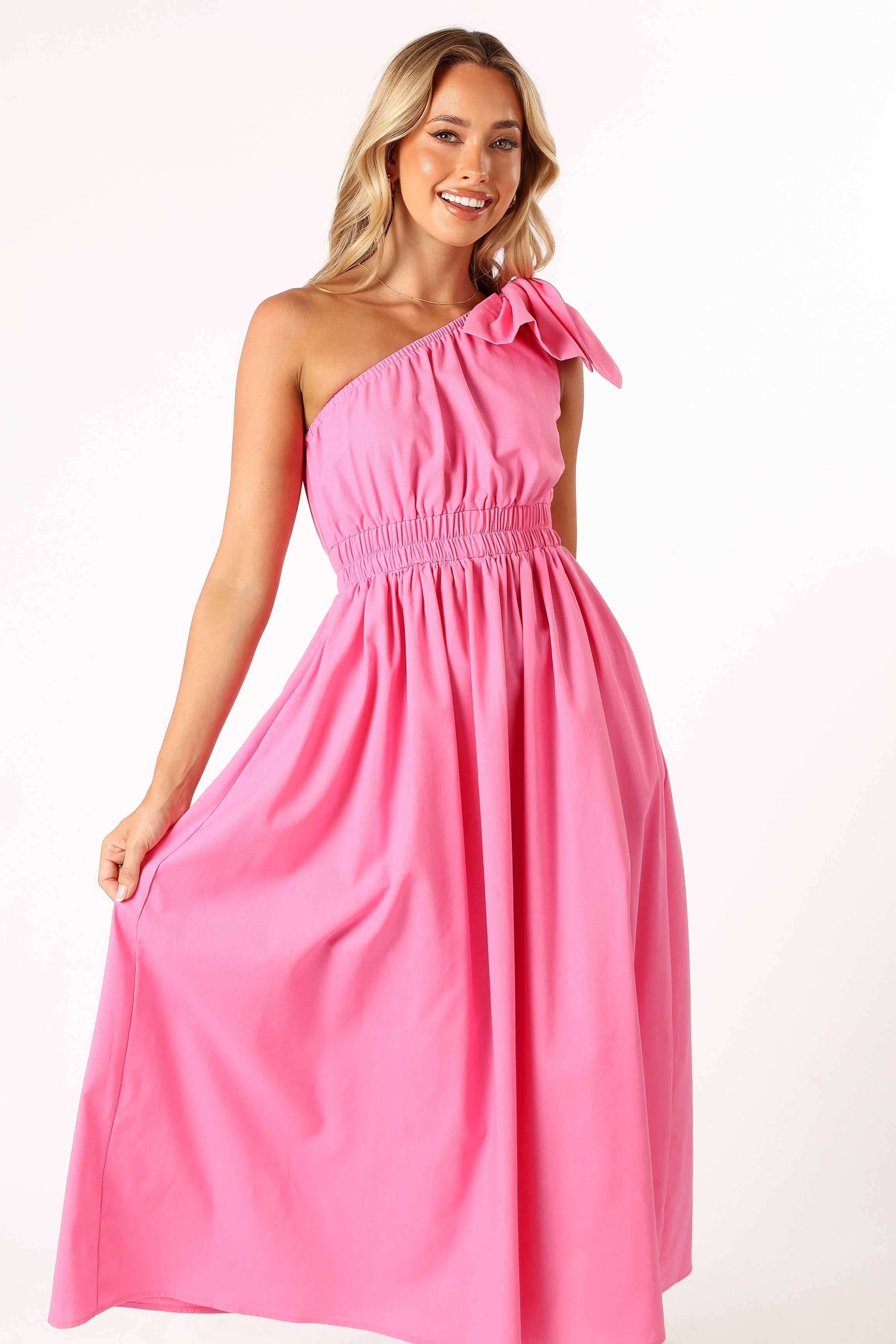 Kailey One Shoulder Maxi Dress - Hot Pink