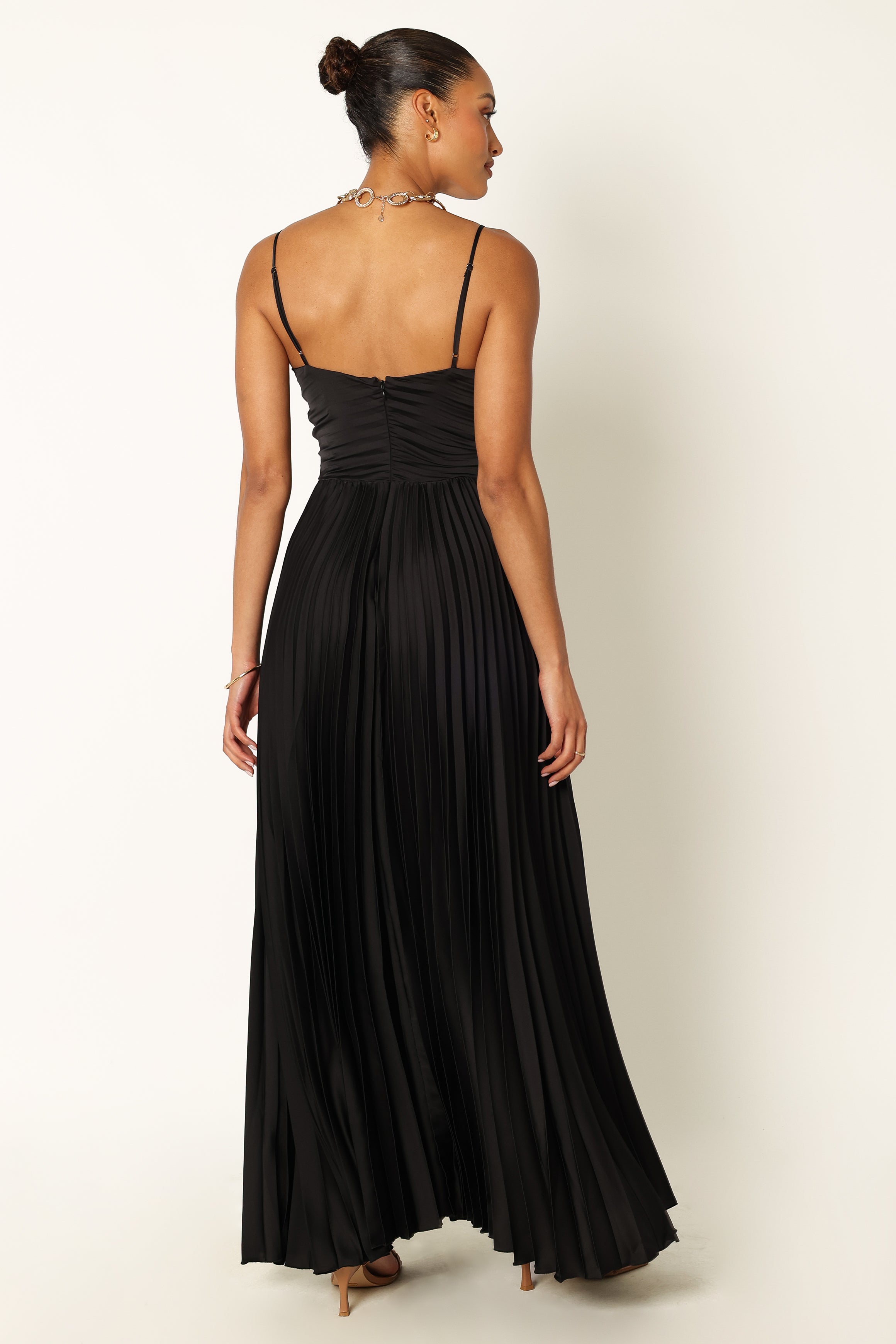 Naira Pleated Maxi Dress - Black