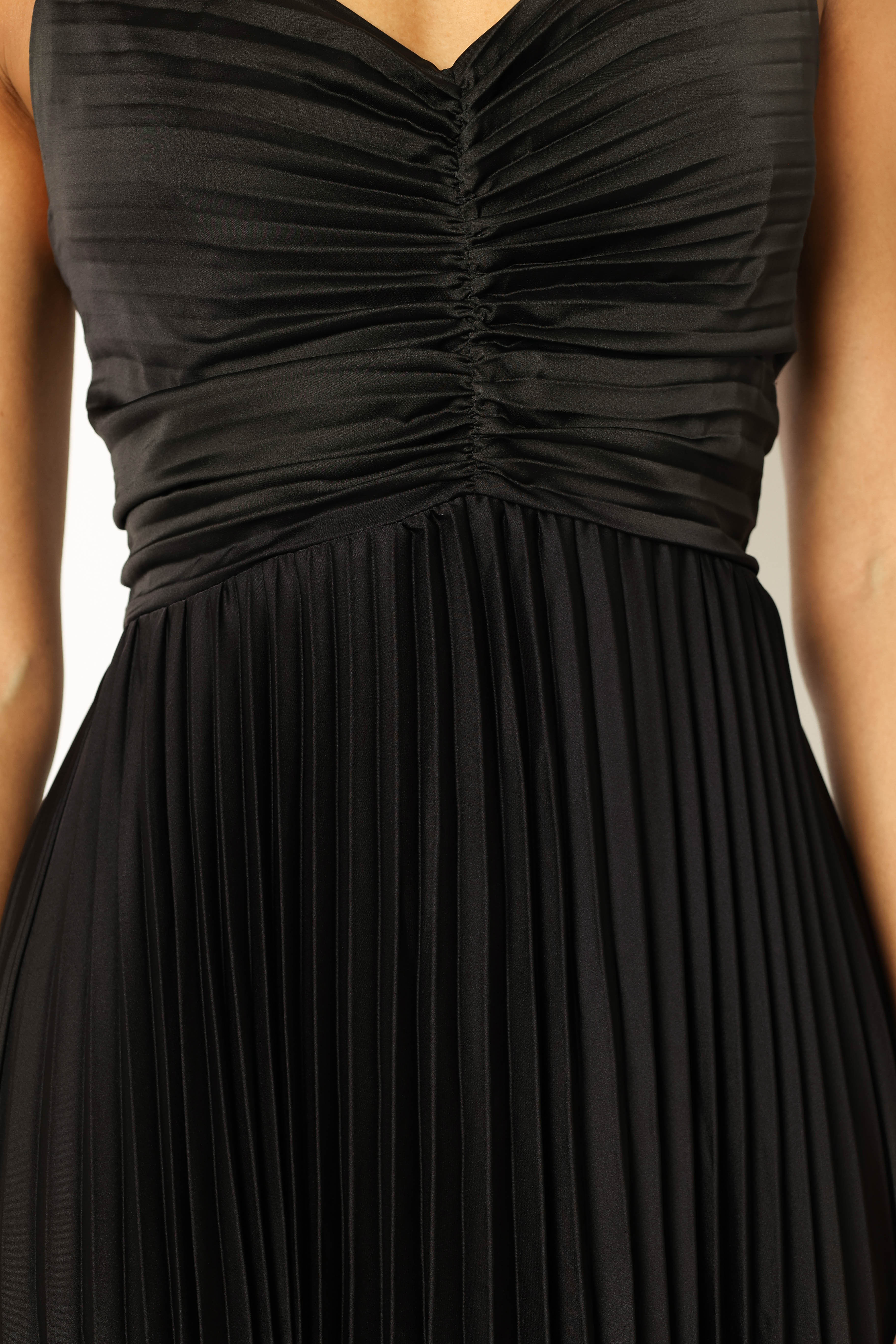 Naira Pleated Maxi Dress - Black
