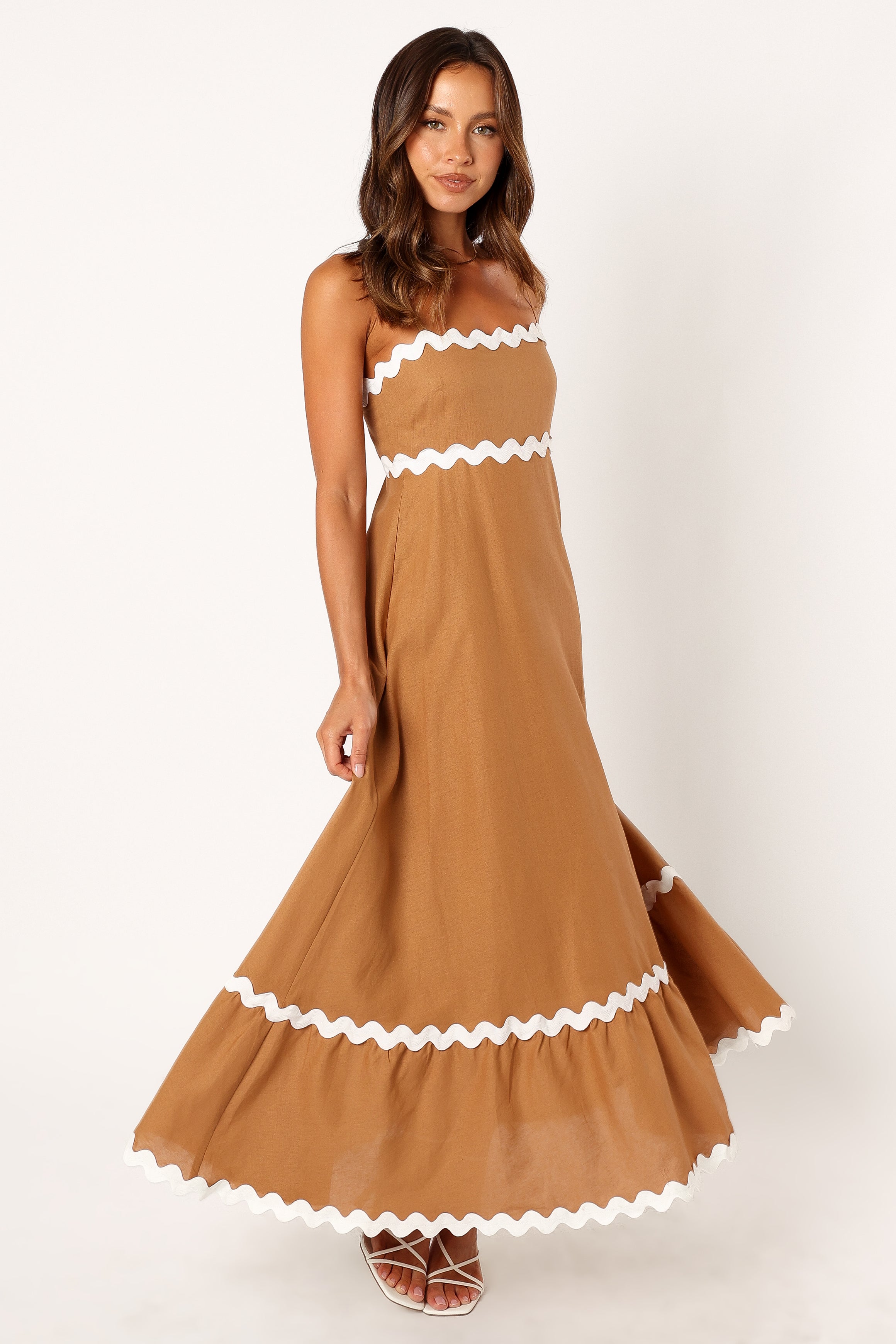 Yana Maxi Dress - Tan White