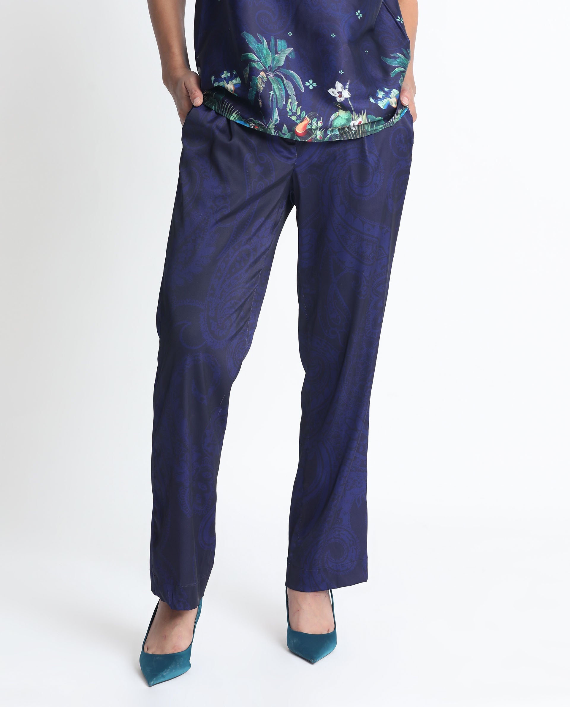 WOMEN'S BRAUN NAVY TROUSER PRINTED