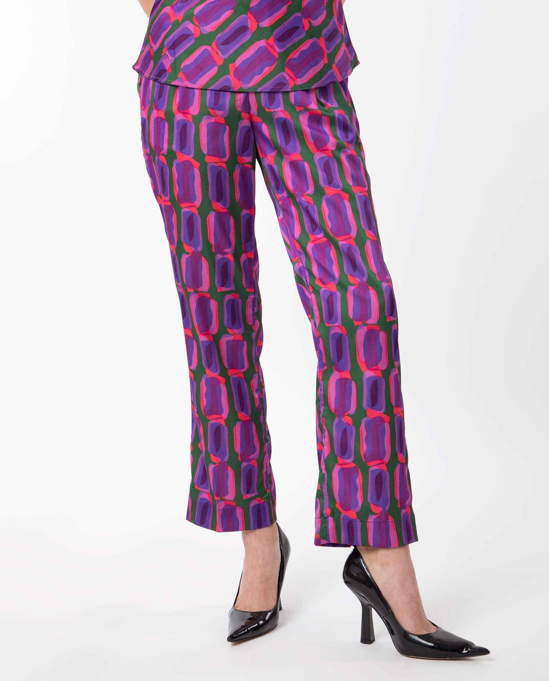 WOMEN'S EISTA PURPLE TROUSER POLYESTER FABRIC PRINTED