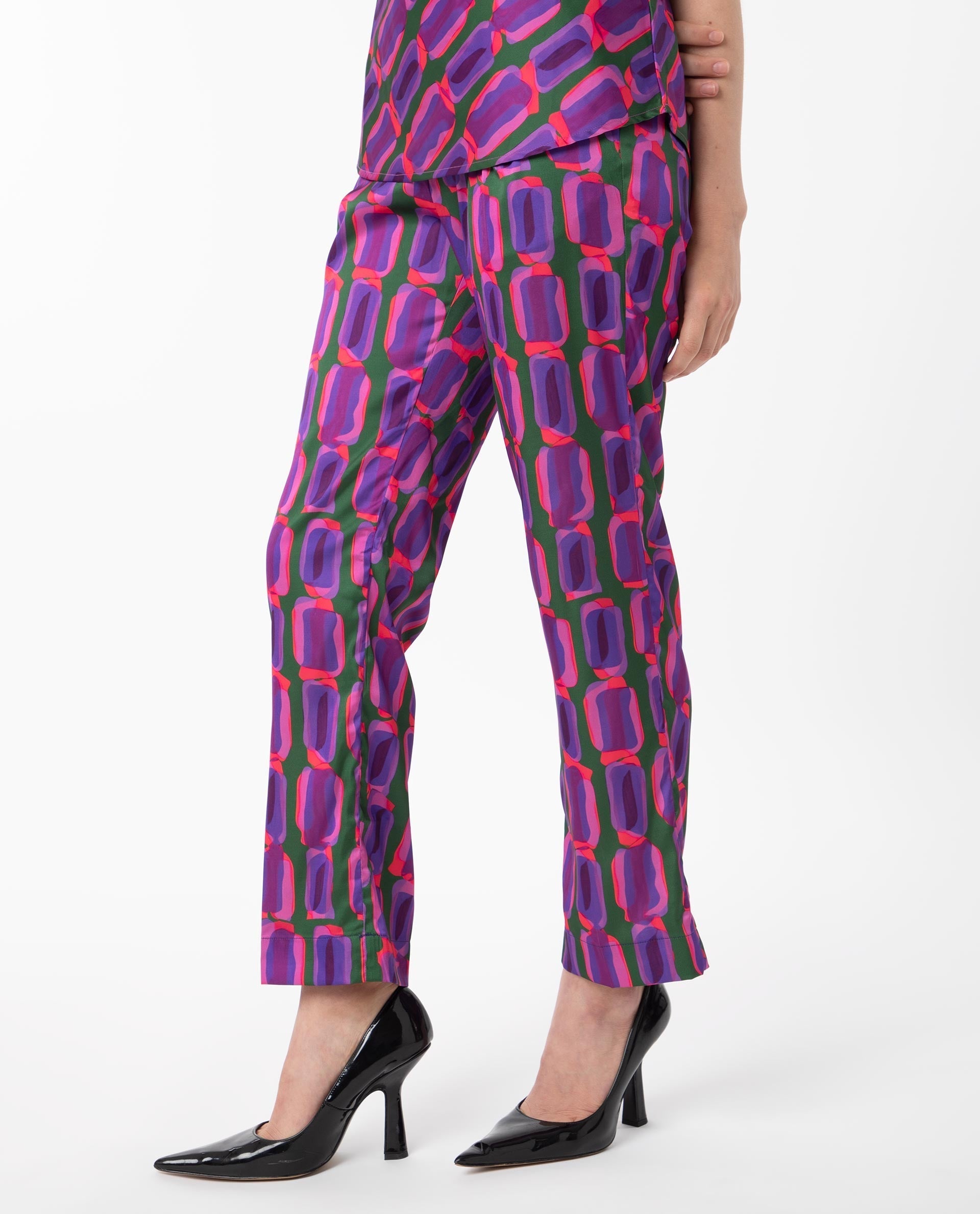 WOMEN'S EISTA PURPLE TROUSER POLYESTER FABRIC PRINTED