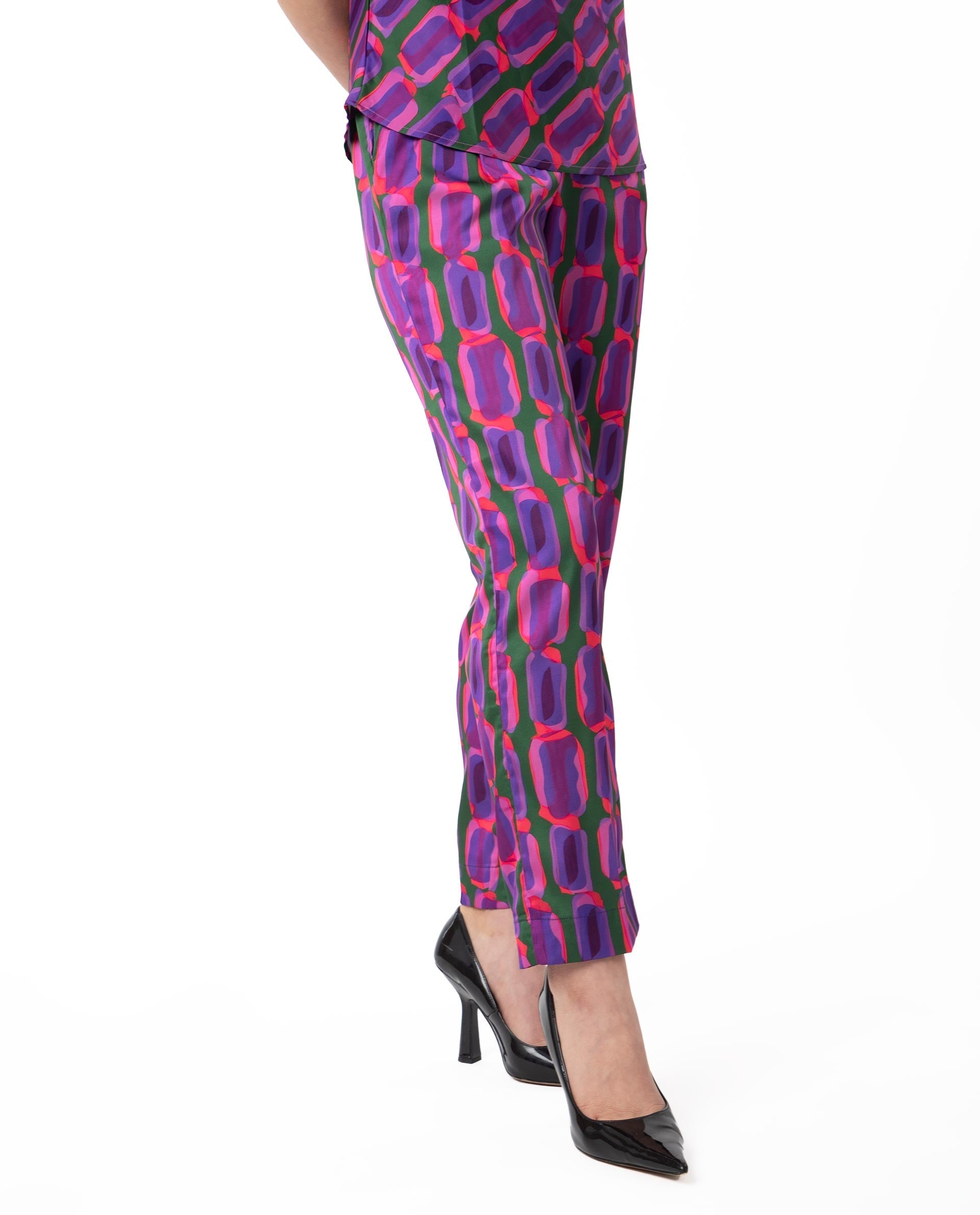 WOMEN'S EISTA PURPLE TROUSER POLYESTER FABRIC PRINTED