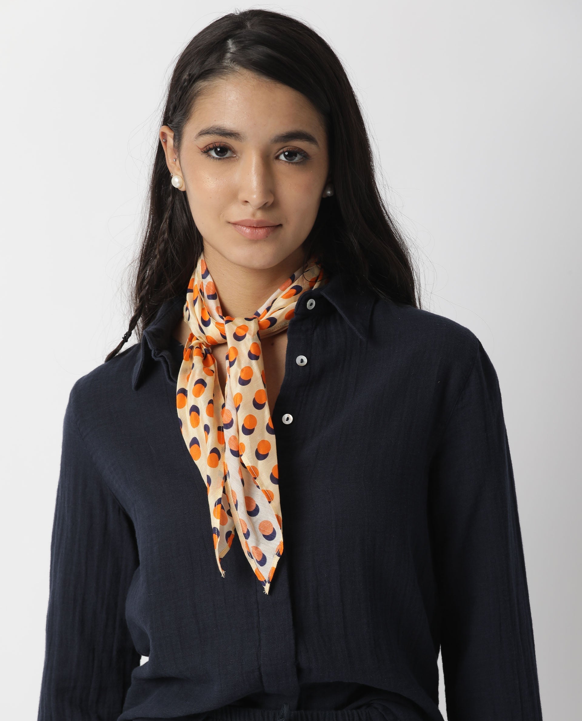 WOMEN'S GEM ORANGE SCARF COTTON SILK FABRIC