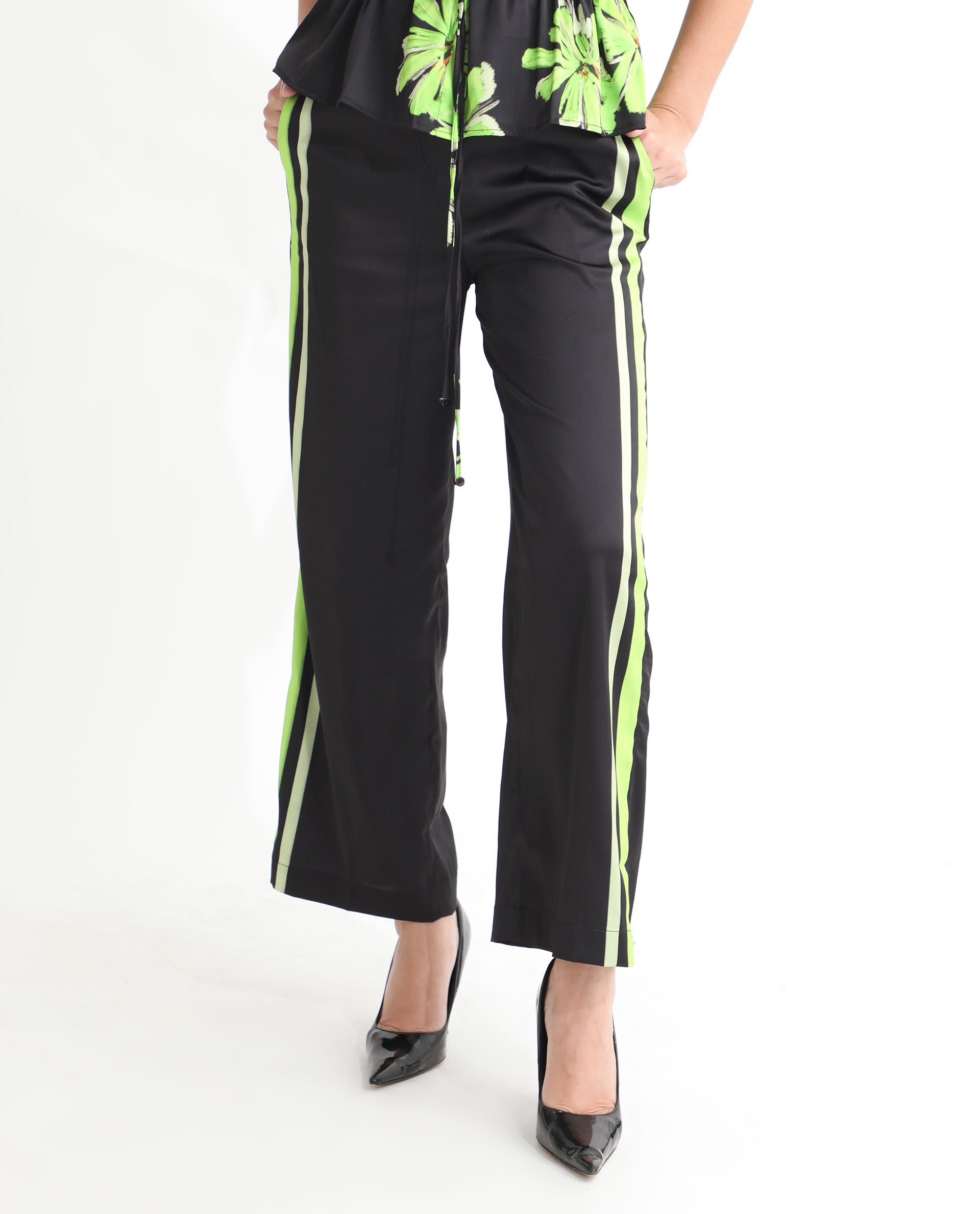 WOMEN'S GORDON BLACK TROUSER POLYESTER FABRIC PRINTED