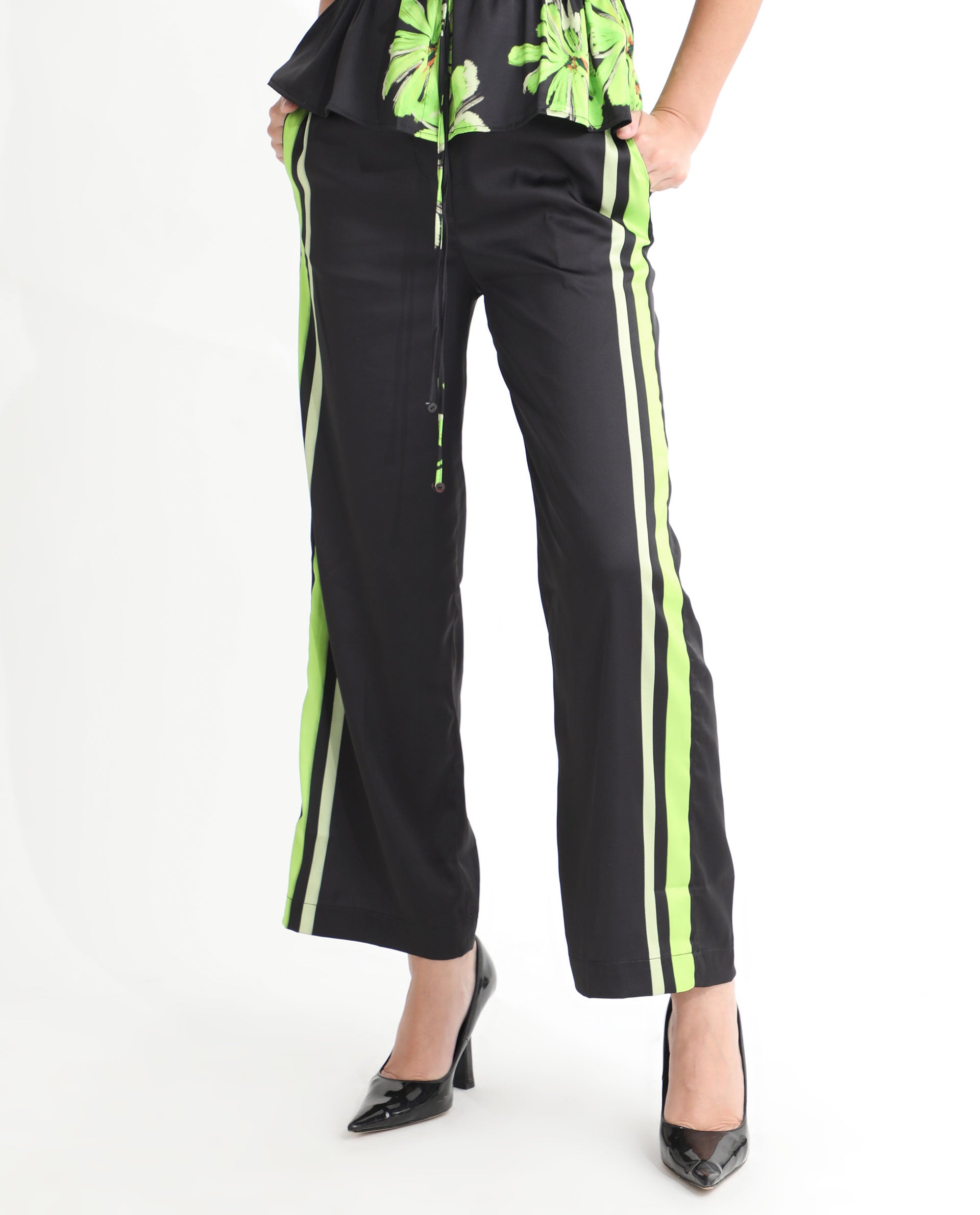 WOMEN'S GORDON BLACK TROUSER POLYESTER FABRIC PRINTED