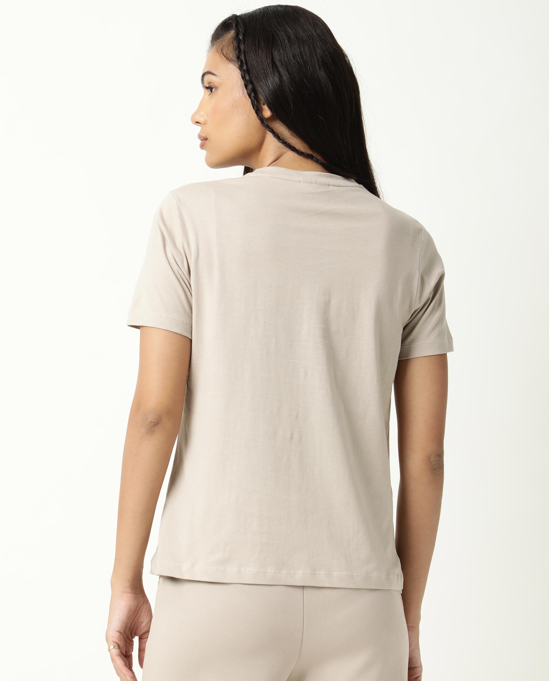 V-NECK TEE SAND BEIGE WOMEN