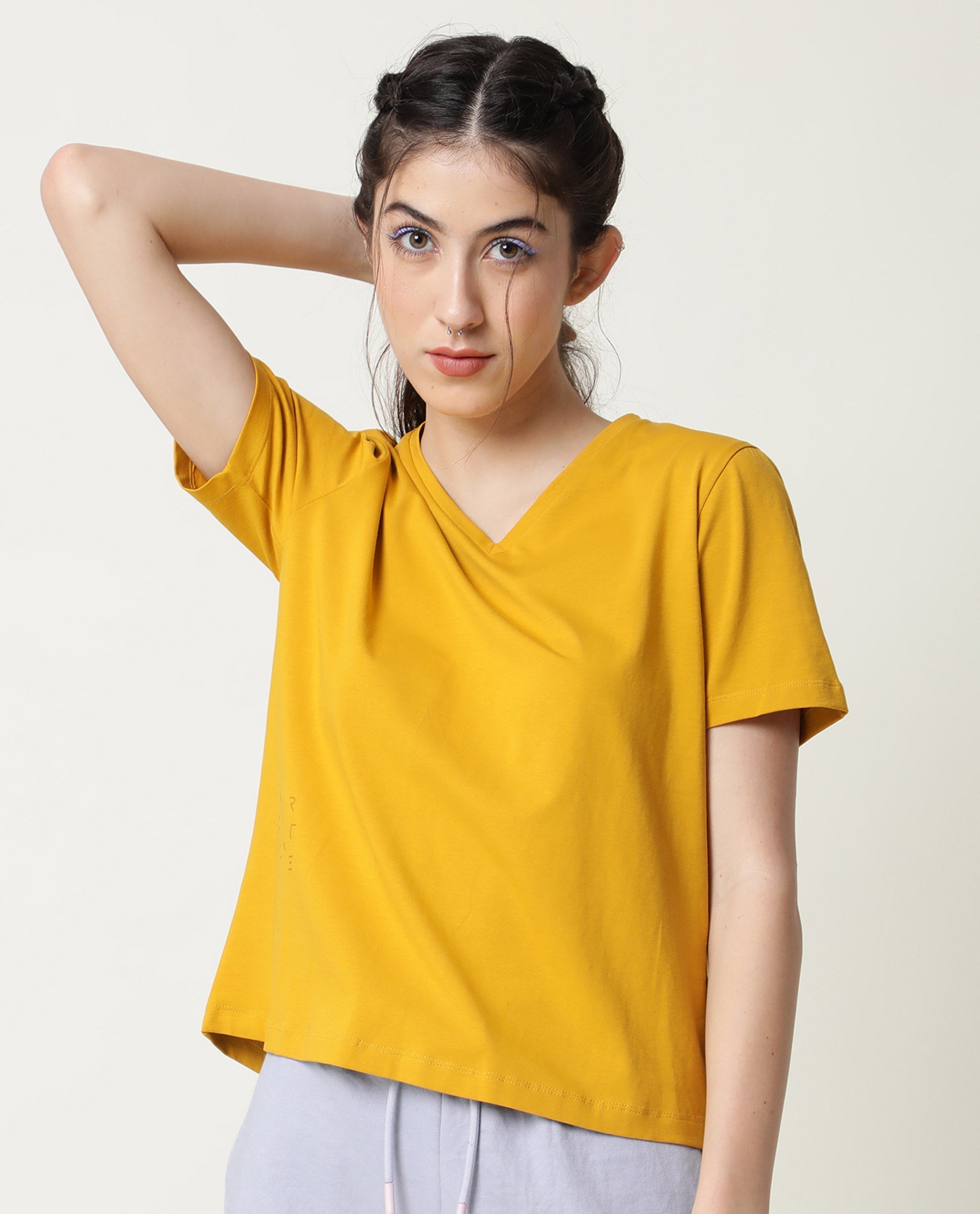 V-NECK TEE FRENCH MUSTARD WOMEN