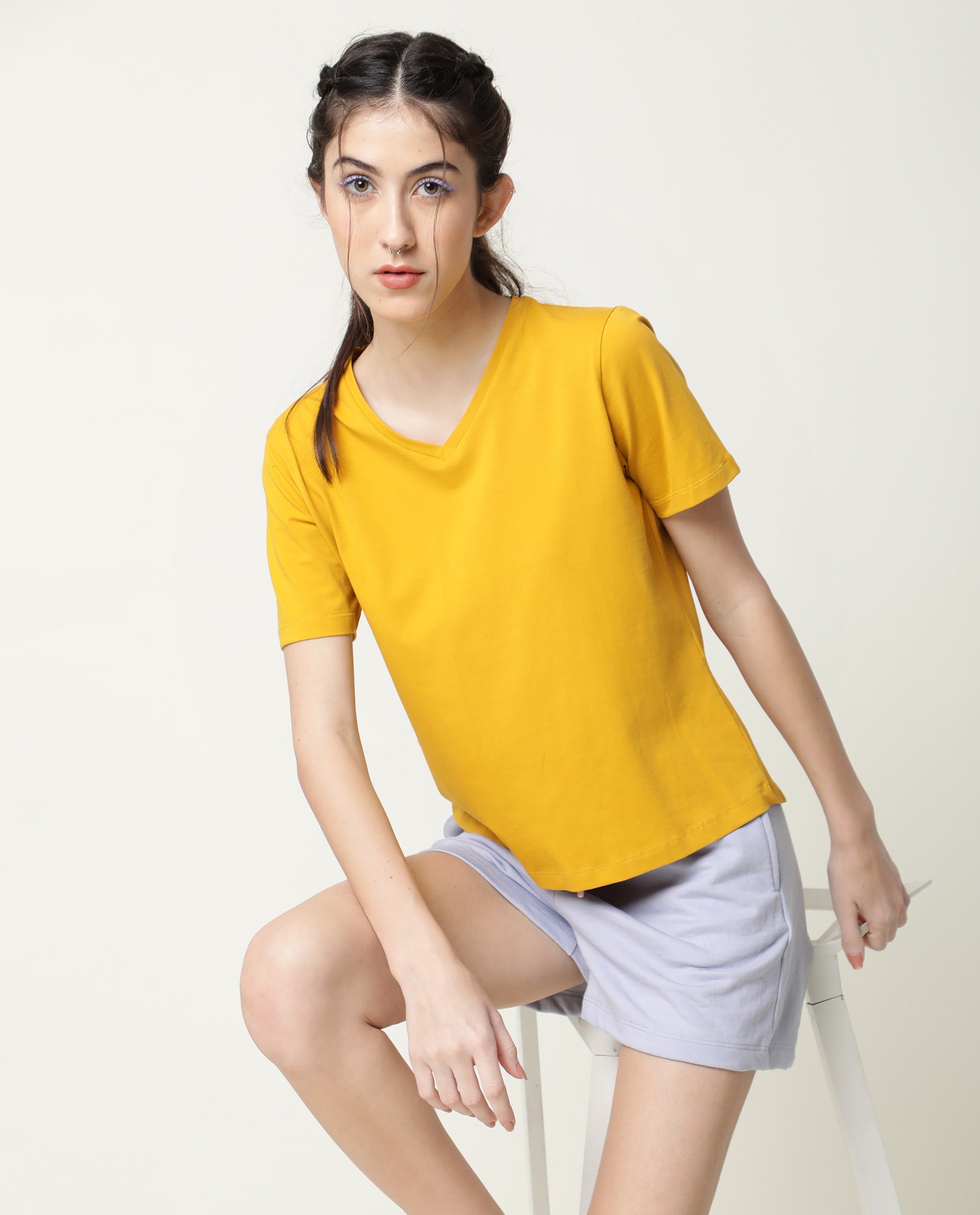 V-NECK TEE FRENCH MUSTARD WOMEN